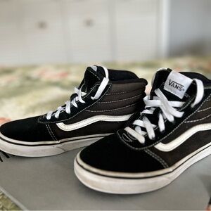 Vans Kids Black and White Sneakers- Youth size 4